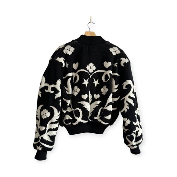 Hayley Menzies Black Belle Starr Jacquard Bomber Jacket, Size L - Picture 4 of 16